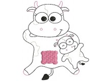 Stickmuster - Kuh Familie